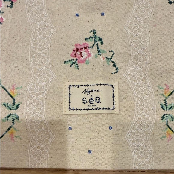 Sezane x Sea Cream Floral Canvas Drawstring Tote - Picture 2 of 5